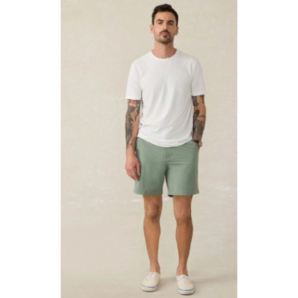 Faherty All Day Shorts Green Stretch Drawstring Preppy Casual Travel Green SZ 30 - Picture 1 of 8